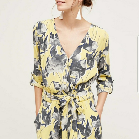 Anthropologie Pants - ANTHRO {ELEVENSES} yellow floral Somerset romper